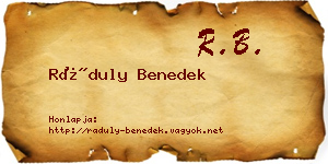 Ráduly Benedek névjegykártya
